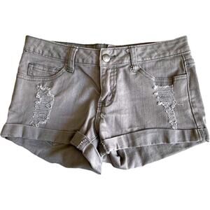 0211 21 Denim Gray Distressed Shorts